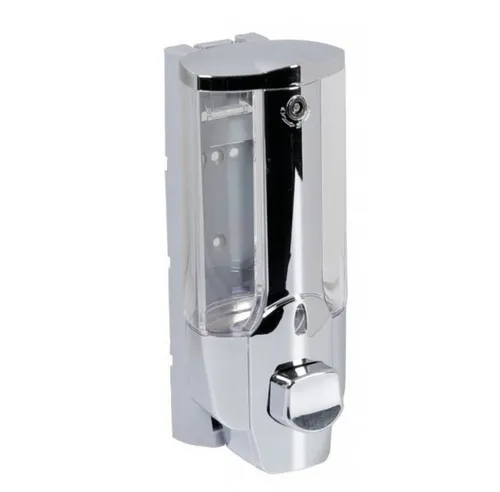 axentia Hänge-Seifenspender, Silber - Praktischer Wandseifenspender für Flüssigseifen und Lotionen, mit Sichtfenster und einfacher Wiederbefüllung – ideal für Bad, Küche und mehr.