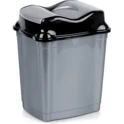 Graue Kunststoff-Mülleimer 9L mit Klappdeckel - Grau