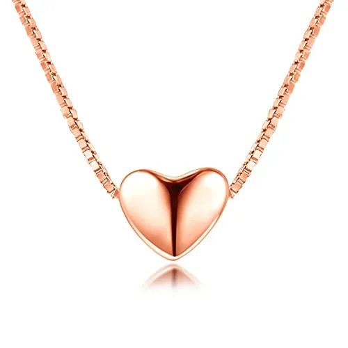 Lisandra Scott Damen Kette 925 Sterlingsilber mit Herzform Anhänger 18K Vergoldet | Halskette mit Herz Filigran in Silber, Rosegold und Gold für Frauen, Mädchen Damenhalskette Herzanhänger (Rose)