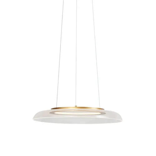 QAZQA Design-Pendelleuchte Gold und Transparent - 3-Stufen-Dimmbar - Moderne Deckenleuchte mit elegantem Design aus goldfarbenem Metall und transparentem Acrylglas. Ideal für jeden Raum, bietet sie eine praktische 3-Stufen-Dimmfunktion für individuelle Lichtstimmungen.
