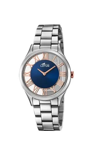 Lotus Damen Uhr Analoge aus Edelstahl 316L Silber - Quarzwerk - Mineralglas Hochresistent - 5 ATM Wasserdicht - Special Prices 18395/6