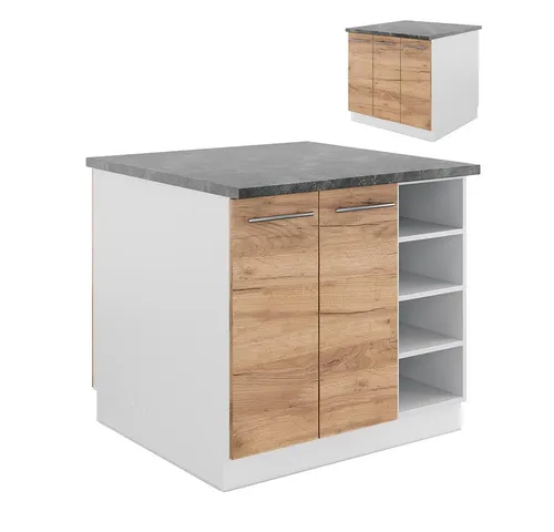 Vicco Kücheninsel Fame-Line, Goldkraft Eiche/Weiß, 90 cm von Vicco