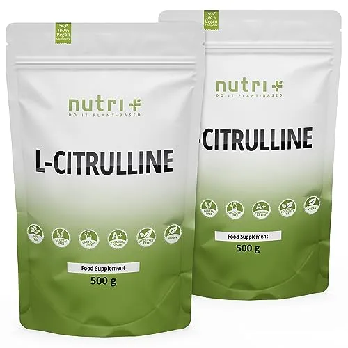 Nutri + L-Citrullin Pulver 1 kg hochdosiert - L-Citrullin Malate Pulver vegan + rein - Bodybuilding Fitness Booster - Malate DL 2:1 Powder 1000 g