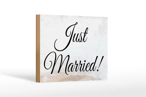 Holzschild Hinweis 12x18 cm Just Married Deko Schild