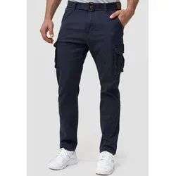 Indicode Herren Mathen Cargohose | Bequeme Cargo Hose für Männer in Navy, XXL - Wanderhosen aus 98% Baumwolle mit Stretchanteil, inklusive Gürtel und viel Stauraum durch Cargo-Taschen – ideal für Outdoor-Aktivitäten und Alltag.