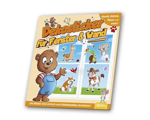 Media Verlag Fensterbild Dekosticker für Fenster & Wand Hund Katze Maus