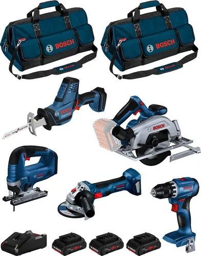 BOSCH Kit BK503BAG (GSR 18V-45 + GKS 18V-57-2 + GST 18V-125 B + GWS 18V-7 + GSA 18V-LI C + 3x4,0Ah ProCORE +GAL18V-40 + 2xHDBAG)