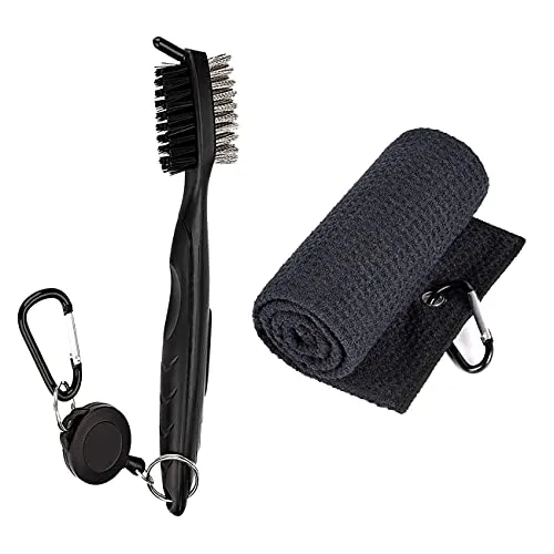 QeeHeng Golfschläger-Rillen-Reinigungsbürste, Mikrofaser, Waffelmuster, Golf-Handtuch, Golf-Reinigungsset, praktisches Golf-Eisen-Reinigungsset für Golfer