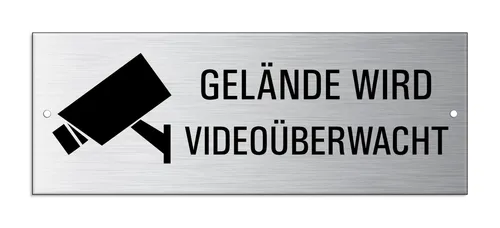 Schild Gelände wird videoüberwacht 17,5 x 6,5 cm Aluminium 2-fach gelocht