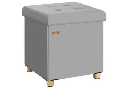 DeubaXXL DE Sitzhocker Grau Samt 42x38x38cm faltbar - Sitzhocker aus weichem Samt, faltbar und platzsparend. Mit 40 Liter Stauraum und bis zu 300 kg Belastbarkeit ideal für jeden Wohnbereich.