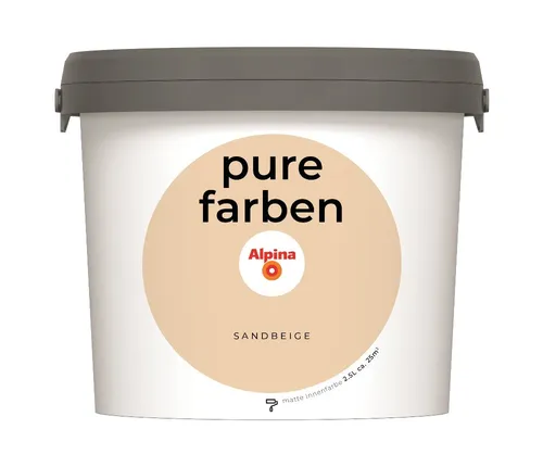 Alpina pure farben Wandfarbe – Sandbeige - Farben: Strapazierfähige, atmungsaktive Innenfarbe, emissionsarm und geruchsneutral für ein optimales Raumklima – ideal für ein behagliches Zuhause.