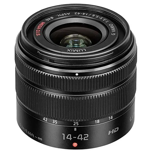 Panasonic H-FS1442AEKA LUMIX G Vario Stardzoom 14-42 mm - Objektiv mit 14-42mm Brennweite, ideal für kreative Fotografie, ausgestattet mit POWER O.I.S. Bildstabilisator für gestochen scharfe Bilder.
