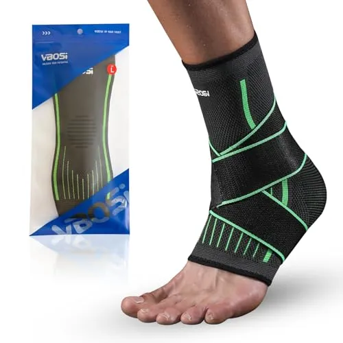 RYHHH Sprunggelenkbandage | Fußgelenk Bandage mit Verstellbarem Riemen | Stabilisierung & Schutz | Kein Umknicken Durch Knöchelbandage | Fußbandage für Rechts oder Links | 1 Stück | Schwarz-Grün | L
