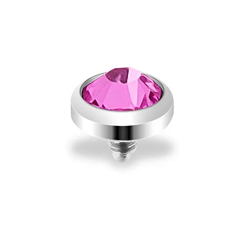 Taffstyle® Dermal Anchor Piercing Aufsatz Kugel Kristall Ball Flach / 3mm - Pink