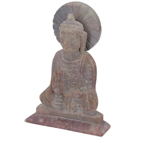 GURU SHOP Buddhafigur aus Speckstein, Buddha Skultur - Modell 3, 10x8x4 cm