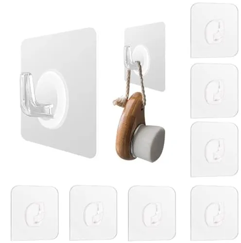Huoberr Klebehaken Transparent,20 Stück Magischer Haken,Stark Haftend Klebehaken Für Badezimmer Küche (Max Lagergewicht 5kg)