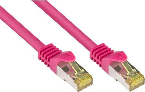 RJ45 Cat 7 Patchkabel 2m, magenta, mit Rastnasenschutz