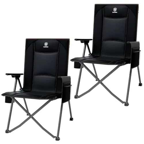 EVER ADVANCED Campingstuhl Faltbar Rückenverstellbar in 4 Positionen 160KG Belastbar, Klappstuhl Recliner Campingstuhl Klappbar mit Seitentasche & Getränkehalter, Angelstuhl für Camping Garten Balkon