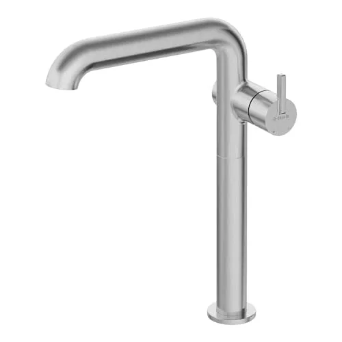 Lomadox Waschtischarmatur für Aufsatzbecken – Hochwertige Edelstahl Armatur, 30,5 cm - Moderne Waschbeckenarmatur aus gebürstetem Edelstahl, ideal für Aufsatzbecken. Mit innovativem Strahlbelüfter für reduzierten Wasserverbrauch und einfacher Montage.
