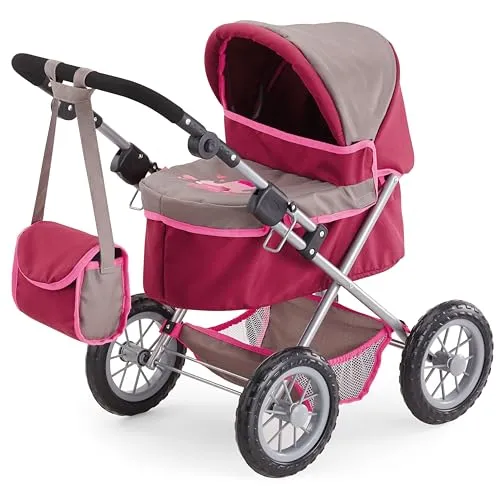 Bayer Design Puppenwagen Trendy, höhenverstellbar und zusammenklappbar - Puppenwagen für Puppen bis 46 cm, ideal für unebenes Gelände. Mit verstellbarem Griff und praktischer Umhängetasche für unterwegs.