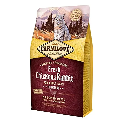 Carnilove Fre Chicken & Rabbit - Trockenfutter für Katzen - Katzenfutter mit frischem Hähnchen und Kaninchen, 2 kg Packung, ideal für eine gesunde Ernährung Ihres Haustiers.