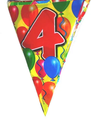 Wimpelkette   Ballons  10 m   Zahl 4  Geburtstag   Deko   Party   Neu
