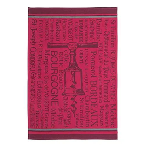 Coucke TIRE BOUCHONS Geschirrtuch, Korkenzieher, 50 x 75 cm, Bordeauxrot, Baumwolle, Rot