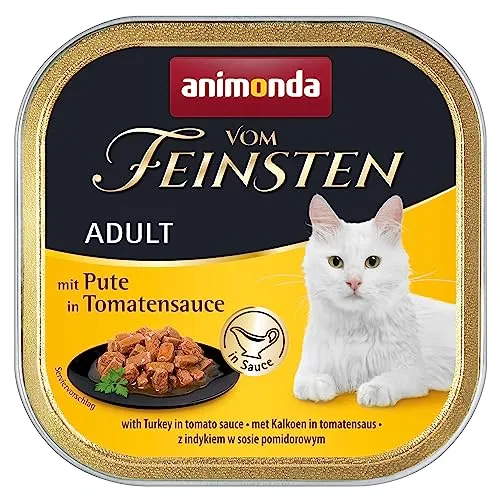 animonda vom Feinsten Katzenfutter nass mit Lachs in Kräutersauce (32 x 100g), getreidefreies Katzenfutter nass ohne Zucker, mit frischen, fleischigen Zutaten