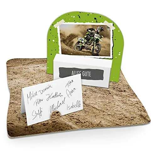 itenga Geldgeschenk I Motiv Motocross/Rennen I Geburtstag I Mitbringsel I Gutschein I Geschenkverpackung mit Bodenplatte, Geschenkkarte und Stickerbogen - zum Basteln und Dekorieren