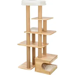 Trixie Kratzbaum Thiago natur - Kratzbaum für Katzen, robust aus gewachstem Gummibaumholz mit gepolsterter Liegefläche und abnehmbarer Bettkonstruktion für einfache Reinigung.