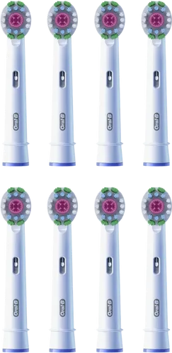 Oral-B Pro 3D White (8 Stück) - Zahnpflegeartikel mit Polishing Cup für weißere Zähne. Der Vorrat reicht für zwei Jahre und die x-förmigen Borsten reinigen auch schwer erreichbare Stellen effektiv.