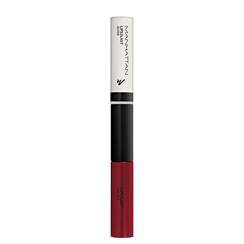 Manhattan Lips2Last Colour&Gloss – Scarlet Red 45L - Lipgloss und Lippenfarbe in einem: Intensiver Farbton mit schimmerndem Glanz, der den ganzen Tag hält und zusätzlich pflegt. Ideal für einen femininen Look.