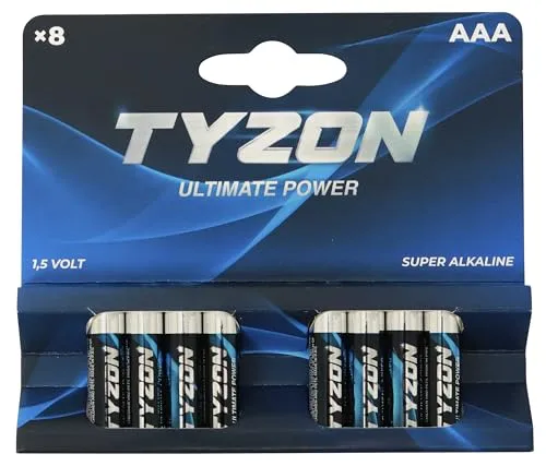 TYZON AAA-Alkaline Batterien, 8 Stück