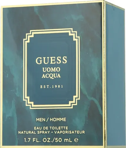 Guess Uomo Acqua Eau de Toilette 50 ml - Herrendüfte mit einem holzig-aromatischen Duft, der die Dualität des Ozeans einfängt. Frische Kopfnoten und eine maskuline Basis machen diesen Duft zum perfekten Begleiter für den modernen Mann.