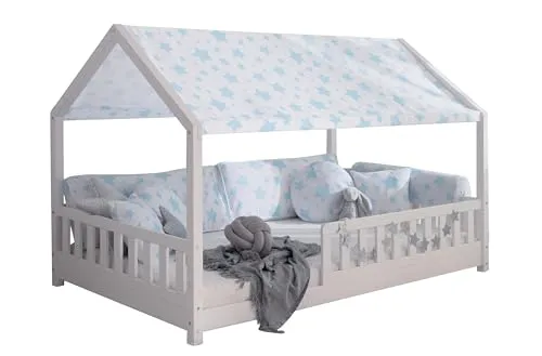 TiCAA Dachvorhang mit Motiv für Hausbett Kay 120 x 200 von TiCAA