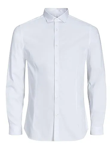 JACK & JONES Herren Freizeit Hemd JJPRPARMA Slim Fit - Herrenhemden in Extra Slim Fit aus glänzendem Satinstoff, ideal für einen eleganten Freizeitlook, erhältlich in Weiß, Blau und Schwarz.