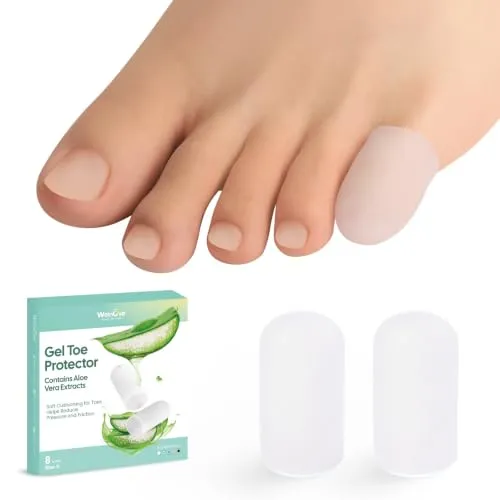 Welnove Gel-Zehenkappe und Zehenschutz – 8er-Pack vollabdeckende Silikon Zehenhüllen