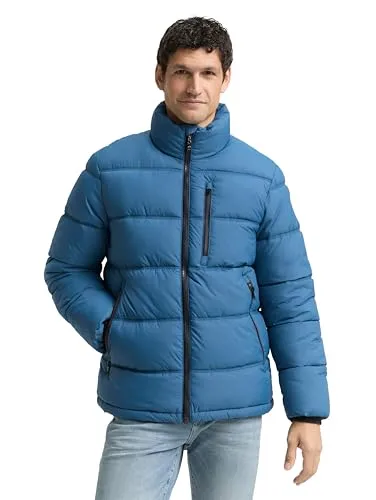 TOM TAILOR Herren 1046974 Jacke, 38224-Real Teal Blue, S - Sportliche gesteppte Winterjacke mit verstellbarem Gummizug, wasserabweisend und ideal für kalte Tage. Praktische Taschen für Schlüssel und Handy machen sie zum perfekten Begleiter.