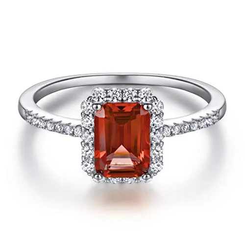 Funkelnder Damenring in 925 Sterling Silber mit Rubin und Smaragd Edelstein für Damen und Frauen I Ring Zirkonia Stein mit Profischliff Schmuck in Juweliersqualität (Red Ruby, 54)
