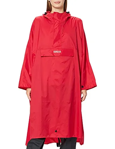 PRO-X elements Poncho Arosa, Rot, XS/S - Funktionsjacke für Wanderer, 100% wasserdicht mit 10.000 mm Wassersäule, perfekt für starkes Regenwetter, inkl. Packbeutel und komfortablem Schnitt.