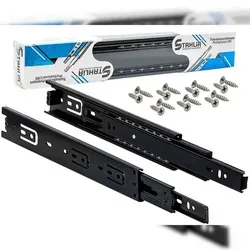 ID Dinkel 1 Paar Schubladenschienen Vollauszug 45mm Länge 600mm SCHWARZ Schienen für Schubladen