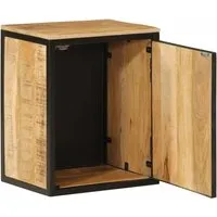 Badschrank aus massivem Mango und Eisen - 40x30x50 cm - Bad-Kommode aus langlebigem Mangoholz mit einzigartiger Holzmaserung und stabilem Eisenrahmen. Bietet reichlich Stauraum für Toilettenartikel und verleiht deinem Badezimmer eine markante Optik.