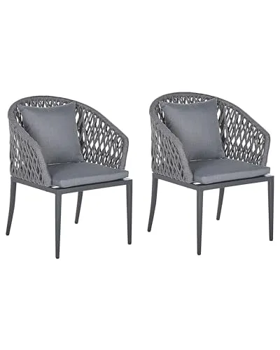 Beliani Gartenstuhl 2er Set Aluminium grau mit Auflagen von Beliani