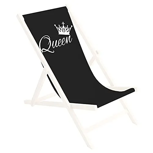 Ferocity Ersatz-Stoffbezug 131x44 cm Wechselbarer Liegestuhl Stoffbezug 100% Polyester für Holz-Liegestuhl Klappliegestuhl Motiv Schwarz Queen [119]