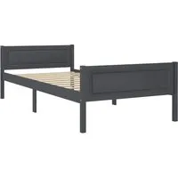 vidaXL Massivholzbett Kiefer Grau 100x200 cm - Modernes Bettgestell aus massivem Kiefernholz, robust und langlebig. Ideal für ein stilvolles Schlafzimmer, passend für Matratzengröße 100x200 cm.