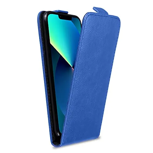 Cadorabo Hülle kompatibel mit Apple iPhone 13 Flip Design aus Premium Kunst Leder Flip Klappbare Stoßfeste Magnetische Cover Hülle für iPhone 13 Tasche in Blau