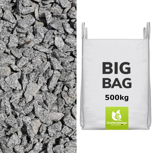 Passauer Granit Splitt 8/16mm - 500 kg BigBag - Hochwertiger Stein für Bauprojekte, ideal für Garten- und Landschaftsbau. Lieferung im praktischen BigBag, Farbe: Grau/Blau.