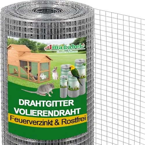 Amagabeli 0.5M X 20M Hasendraht - Maschendraht für vielseitige Anwendungen, feuerverzinkt und individuell zuschneidbar – ideal für Zaun, Gartengestaltung und Kleintiergehege.