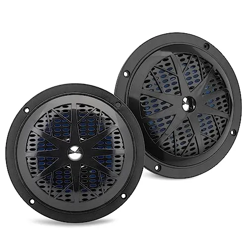 Pyle Enceintes Marines Doubles 13,34 cm, Haut-Parleur Extérieur 2 Voies Étanche, 100 Watts, Cône Polypropylène et Entourage Tissu, Design Résistant aux Intempéries, Paire - Noir