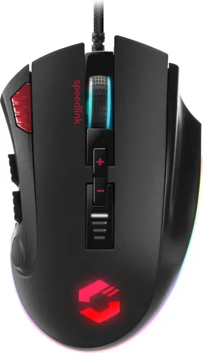 Speedlink TARIOS RGB USB Gaming Maus - Profi Gaming Maus mit 12 programmierbaren Tasten und 24000 DPI für präzises Gaming. Ergonomisches Design mit RGB-Beleuchtung für individuelles Spielerlebnis.
